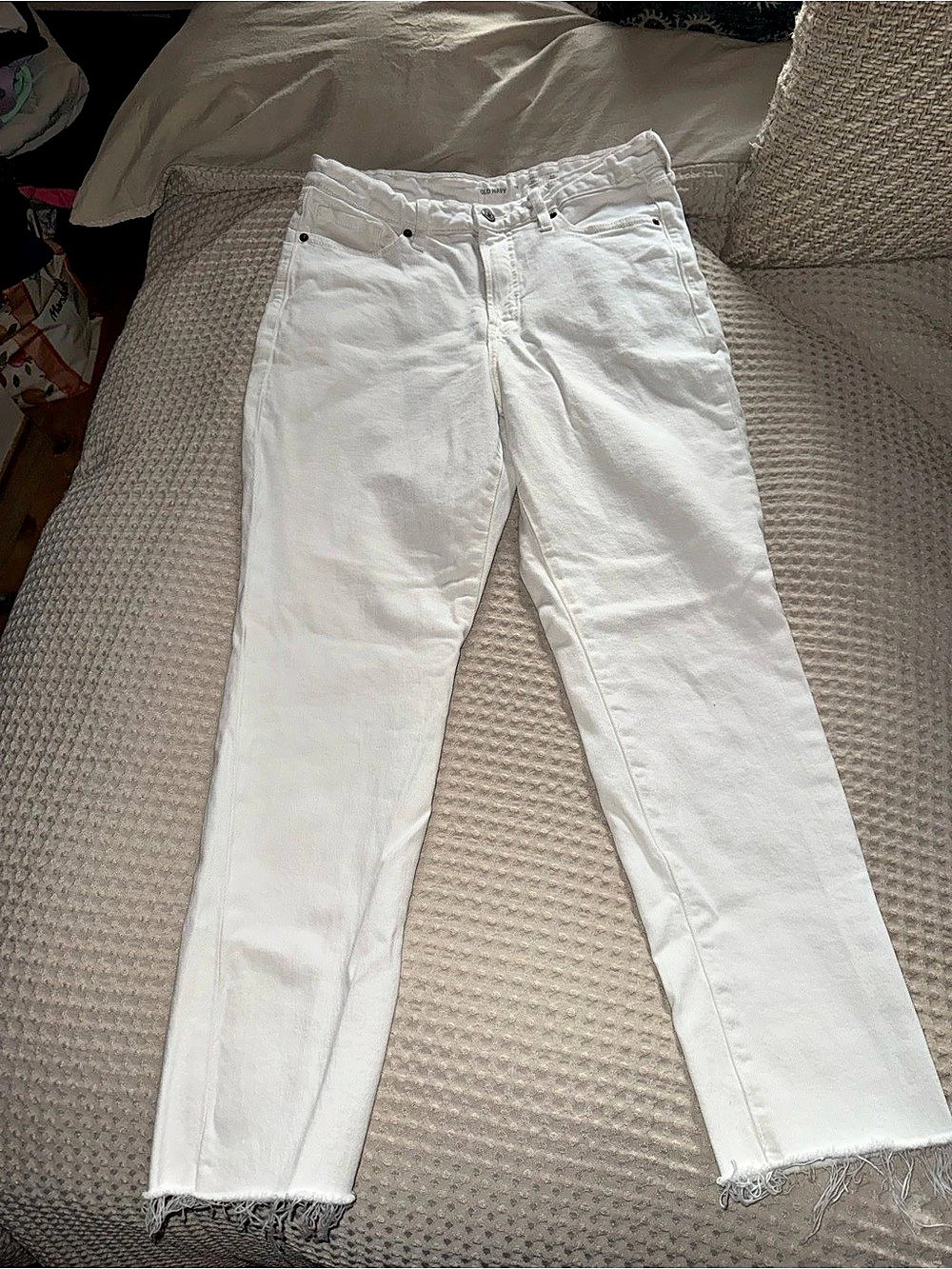 Old Navy Straight Leg White Jeans Waist 10